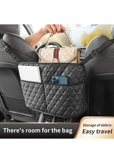 Chuangyinshop Black Car Back Seat Organizer Geniş Kapasiteli 3 Cep Çok Modelli Uyumlu 12 Ay Dayanıklı