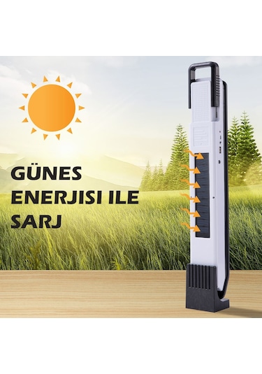 Powermaster T2 58 Ledli Şarjlı Solar Güneş Enerjili Ve Powerbank Özellikli Işıldak Kamp Lambası Aydınlatma