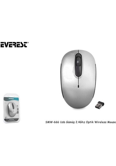 Everest SMW-666 Gümüş 2.4 Ghz Optik Usb Wireless Mouse