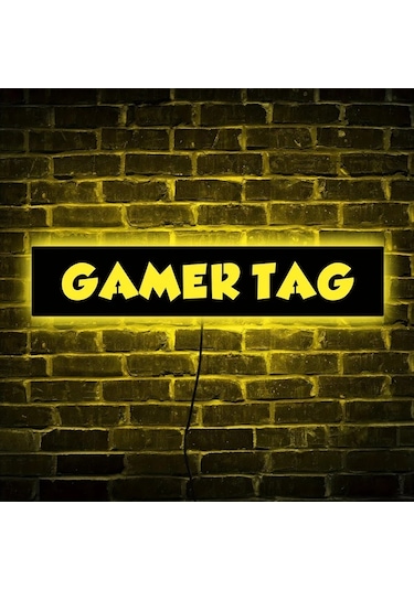 Willowhaven 1 Adet Font 7 11.81x2.36 Inç Özel Yazılı Usb Led Oyuncu Duvar Lambası Hediye Ahşap