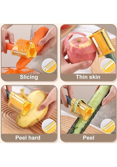 Pazly Cbtx 3'ü 1 Arada Ev Mutfak Sebze Ve Meyve Paslanmaz Çelik Soyma Bıçağı Yeşil Yeşil