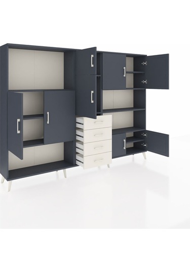Arges Dolap 9 Raflı 4 Çekmeceli 8 Kapaklı 220x30x163 Antrasit-ant Antrasit-antrasit/aytaşı Arges Dolap 9 Raflı 4 Çekmeceli 8 Kapaklı 220x30x163 Antrasit-ant Antrasit-antrasit/aytaşı