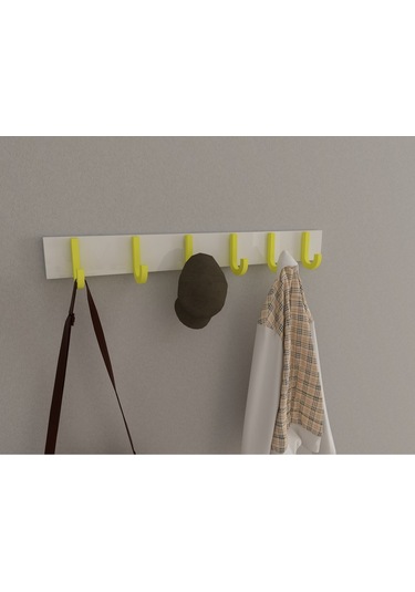 Hepsi3boyutlu Modern Duvar & Kapı Baston Askılık - 6 Adet Sarı J Askılık - Model No : 6 Sarı