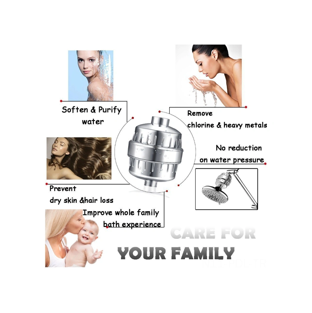 Padalink Dus Filtresi Aktiv Karbonlu Kdf+kalsiyum Sulfit+vitamin C 10-15 Aşamalı Su Temizleyici Krom, Beyaz, Gümüş Diğer