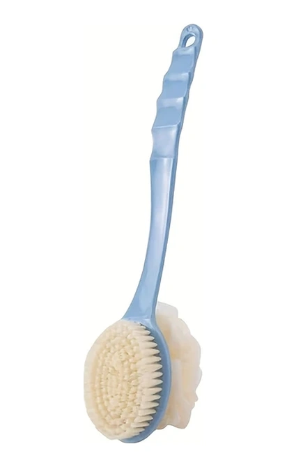 Xuweiwei Mavi 2si1 Yumuşak Lifli Sırt Fırçası - Çift Dokulu Peeling Banyo Fırçası Mavi