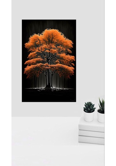 Sonbahar Ağacı 2 Kanvas Tablo Ev Duvar Salon Ofis Dekarasyon Süsü Ölçü Seçmeyi Unutmayınız :