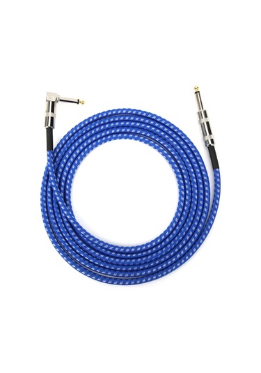 6,35 Mm Gitar Ses Kablosu Mikrofon Gürültü Önleyici Bağlantı Kablosu Müzik Aleti 3 Metre Mavi Ve Beyaz