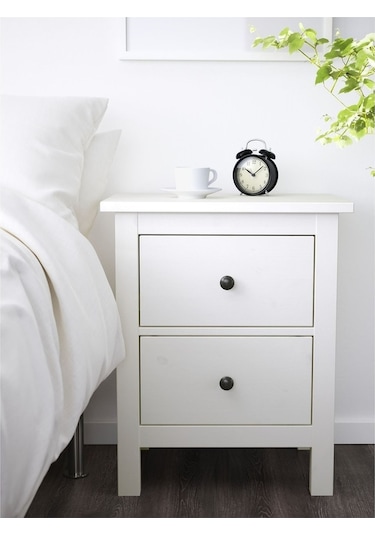 Komodin-şifonyer Hemnes Meridyendukkan Beyaz Vernik, 54x66 Cm 2 Çekmeceli