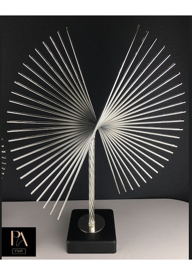 Gümüş 2'li P Ofis Metal Aksesuar Biblo Ev Salon Dekorasyon Obje