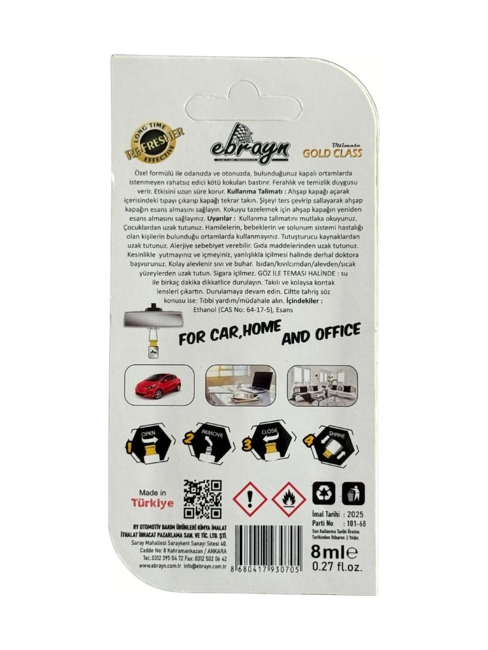 Ebrayn Oto Kokusu Vanilyalı 8 Ml