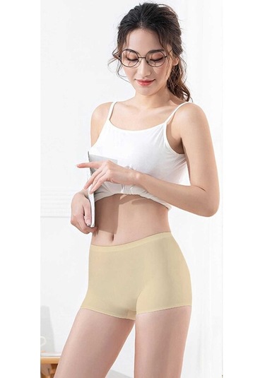 Royaleks Kadın Dikişsiz Görünmez Iz Yapmaz Mini Şort Boxer Siyah-Beyaz-Ten 3 Adet Çok Renkli