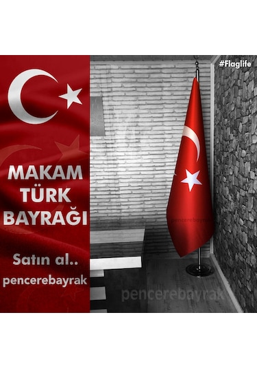 Makam Türk Bayrağı + Krom Kaplama Direk +