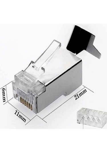 Speeduf Cat7 Metal Konnektör Rj45 Cat7 Jack + Kablo Ayraç 50lik Paket