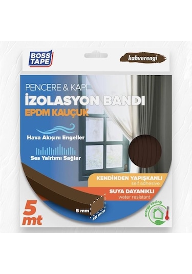 Boss Tape Epdm Kauçuk Pencere Kapı İzolasyon Bandı 5mmx15mmx5mt Kahverengi