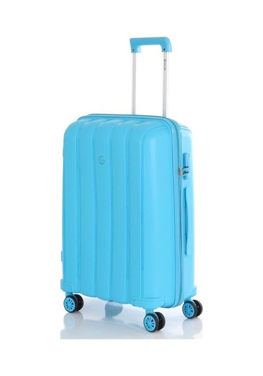 Mçs Bavul Orta Ve Kabin 2li Set Kırılmaz Silikon Valiz V305 Açıkmavi Mavi