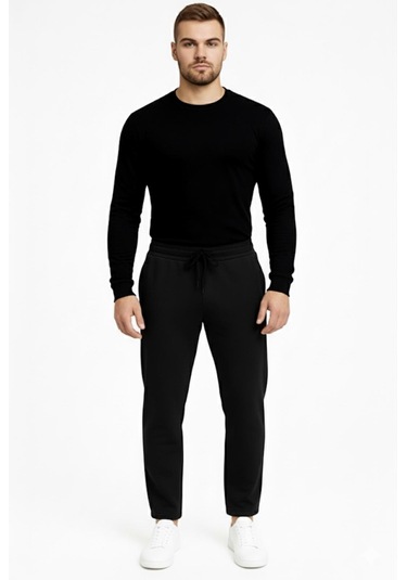 Axxel Erkek Siyah 3 İplik Şardonlu Eşofman Altı-p2019 Siyah