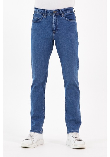 Digital Jeans Normal Kesim Fermuarlı Geniş Paça Yüksek Be Orta Mavi Açık Gri