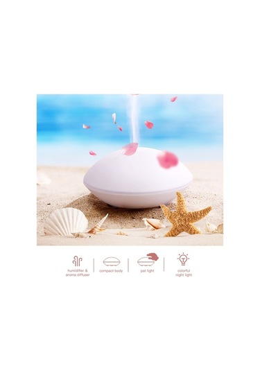 Novahub Beyaz Mini Kabuk Dizaynı Ultrasonik Aroma Difüzör, 80ml, 2.4mhz, Usb Pratik, 7/8 Oz, Kullanıcı İyi