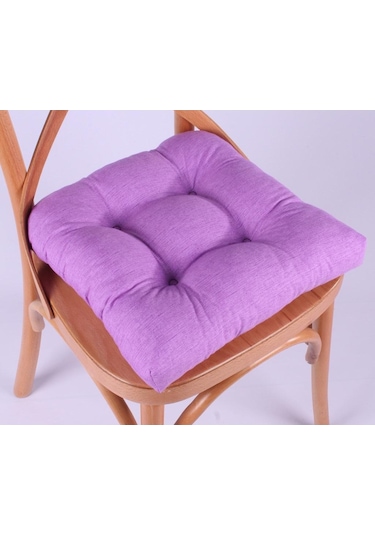 Altınpamuk Altınpamuk Lina Pofidik Mor Sandalye Minderi Özel Dikişli Bağcıkl