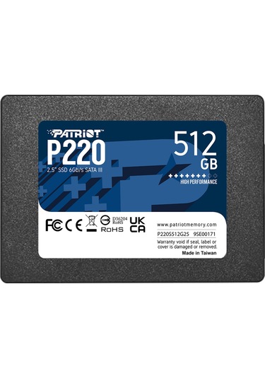 Patriot P220 2.5" 512 GB 550/500MB/S Sata3 SSD Disk P220S512G25
