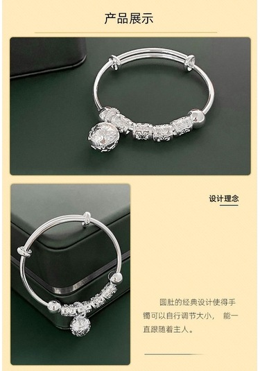 Dancemonkey Boyutu Ayarlanabilir Çan Transfer Boncuk İçi Boş Saray Çan Bilezik Gümüş