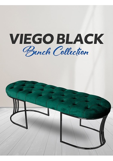 Viego Siyah Bench Puf Yeşil