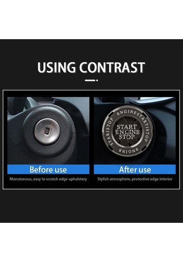 Seametal Çinko Alaşımı Araba Motoru Çalıştırma Durdurma Anahtarı Düğme Kapağı Dekoratif Kapak Basmalı Düğme Kapağı Siyah