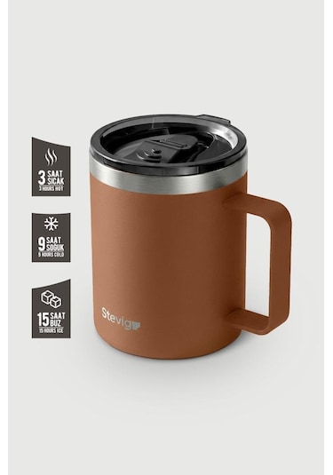 Stevig 1 Cap Daily Mug Kupa Çelik Termos 350 Ml Autumn Leaf St-267 Turuncu