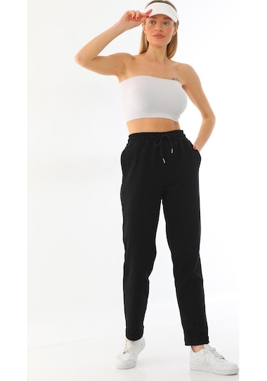 Kallima Siyah Klasik Düz Kesim Mevsimlik Kadın Eşofman Altı Siyah