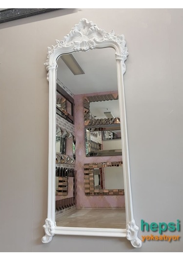 Vintage Madam Model Varaklı Boy Aynası Beyaz