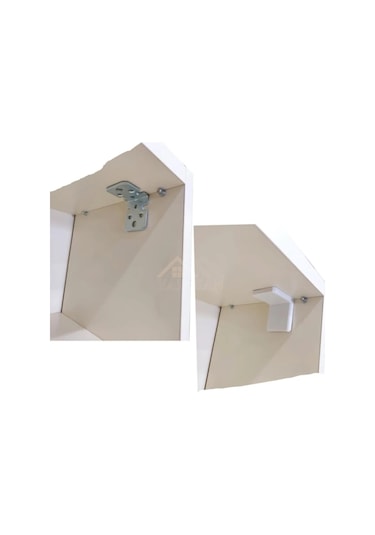 Mobilya Dolap Duvar Montaj Beyaz Askı Elemanı - Dekoratif L Demir Gönye Köşebent - Köşe Bağlantı Aparatı 2 Adet