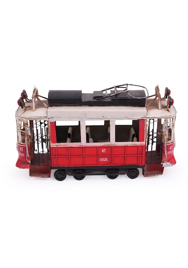 Vintage Istanbul Taksim Tramvay El Yapımı Metal Figür 24cm