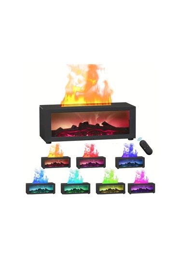 Honeybeeshop Siyah 150ml Uzaktan Kumandalı Otomatik Kapanış 7 Renk Alev Aromaterapi Difüzör Nemlendirici