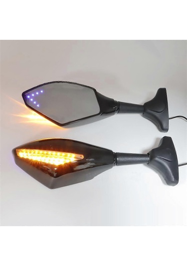 Yzf R1 R6 Fz1 Fz6 İçin Işıklı Motosiklet Led Dikiz Aynası - Parlak Ve Net Arka Görüş