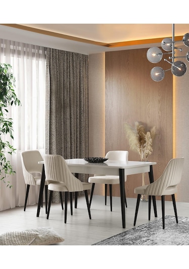 Çakıl Mdf Yemek Masa Sandalye Takımı 90x145cm 001