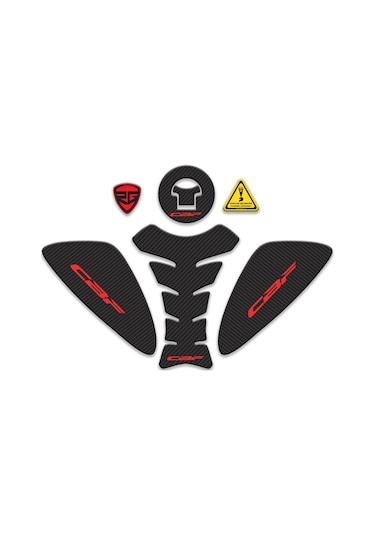 Cbf Kırmızı Karbon Desen Tank Pad Set Redlinegrafik