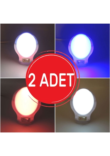 Ufo Led Gece Lambası 0,5W Tasarruflu Işıklı Fişli Düğmeli 2 Adet(497527289) Çok Renkli