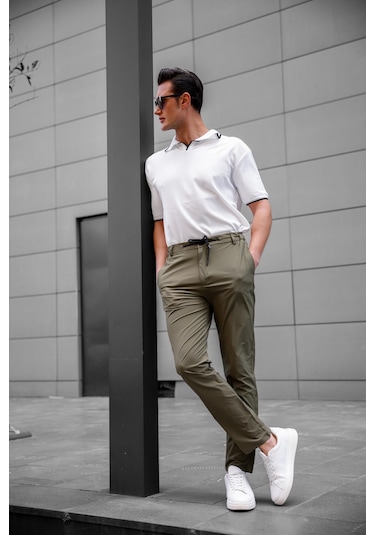 Jogger Paraşüt Kumaş Haki Renk Erkek Pantolon-1768 Haki