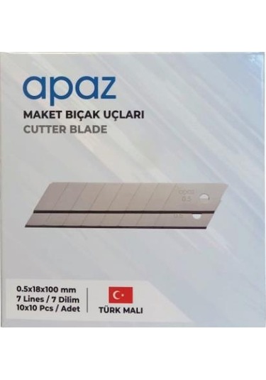Apaz Maket Bıçağı Yedeği 18 Mm 100'lü Paket