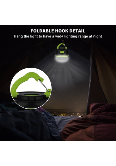Tenfowee Yeşil Dış Mekan Kamp Lambası, 5 Aydınlatma Modu, Ip65 Su Geçirmez, Manyetik Ve Kanca Özelliği, İçinji Ve Acil Durum Işığı Yeşil