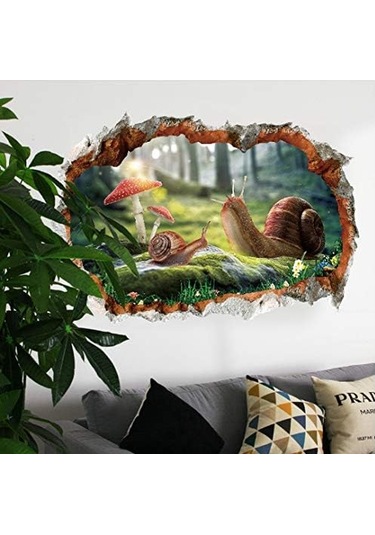 Kırık Duvar Salyangozu 3d Duvar Stickerı Duvar Çıkartması Duvar Kağıdı Poster Sanatçısı Ev Dekorasyonu Pvc Kendinden Yapışkanlı Çıkarılabilir 40 58 Cm Şeffaf