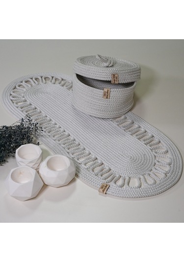 Zengin Design Home Zdh-9002 Oval Runner Beyaz