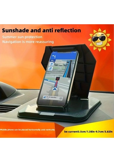 Dashanshop Black- Araç Telefon Tablet Navigasyon Braketi Merkez Konsol Yatay Dikey Ekran Universal Taban Çok Fonksiyonlu Destek Klips