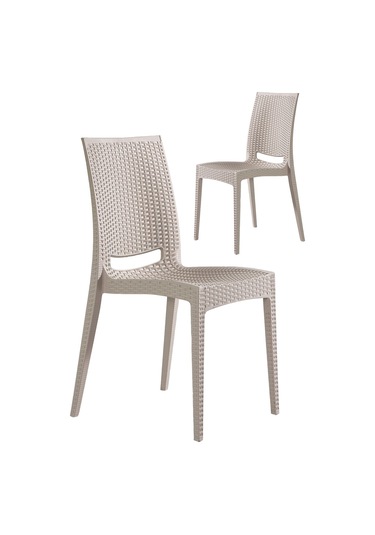 2 Adet Rattan Kolsuz Cappucino Sandalye Balkon Bahçe Teras Cappucino