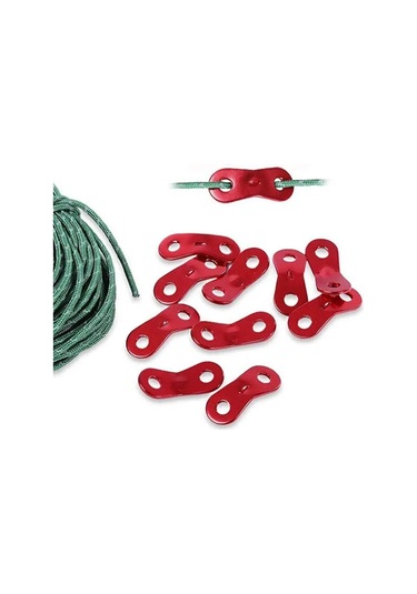 Skycity Kamp Çadırı Rope Kilitleri - Alüminyum Çift Delikli Kaydırmalı Ayarlanabilir Rope Tutturucuları - Kırmızı 10 Adet Çok Renkli