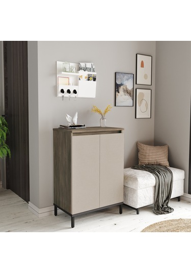 Robin Home Gloria Çok Amaçlı Dolap Ayakkabılık Metal Ayaklı Bej