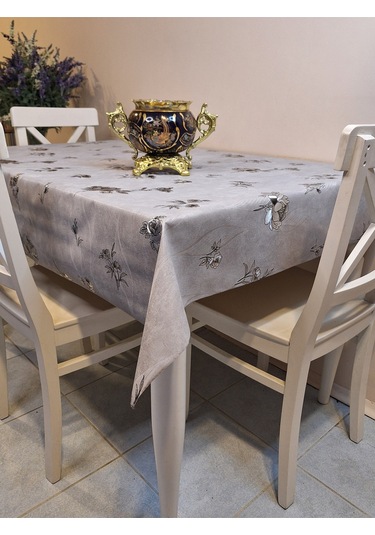 Gümüş Parlak Silinebilir Masa Örtüsü - Elyaflı Pvc Muşamba Gmş002 Gümüş