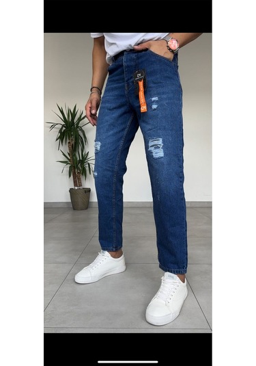 Dnmman Erkek Boyfriend Fit Yıkamalı Lazer İşlemli Jean Lacivert