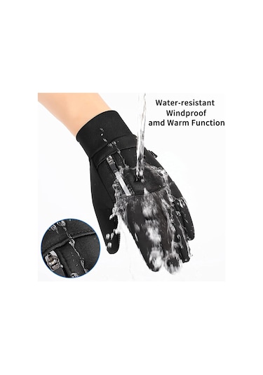 Kış Eldivenleri Su Geçirmez Termal Spor Eldivenleri Erkekler Kadınlar Koşu Bisiklet Sürüş Yürüyüş İş İçin Sıcak Eldivenler - Xl