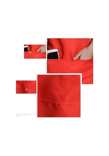 Turuncu Cepli Önlük Kalınlaştırılmış Pamuk Polyester Karışımı Yemek Pişirme Mutfağı Restoranı